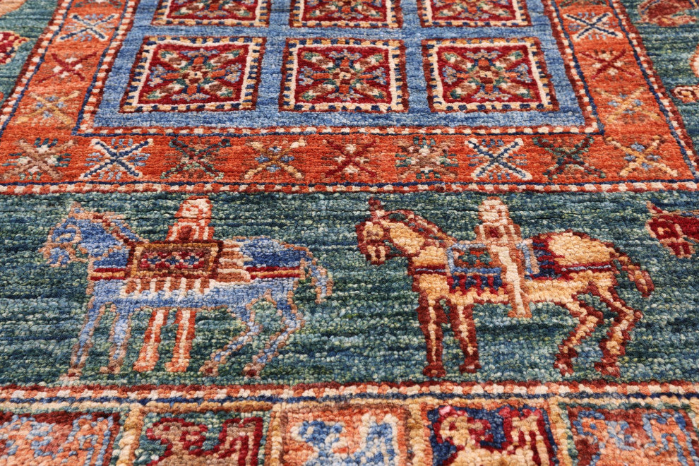 Antiqued Pazyryk Historical Design Hand-Knotted Rug 3' 3" X 4' 11" Q11113