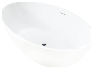 59"x32" Acrylic Freestanding Soaking Bathtub, White/Integrated Overflow