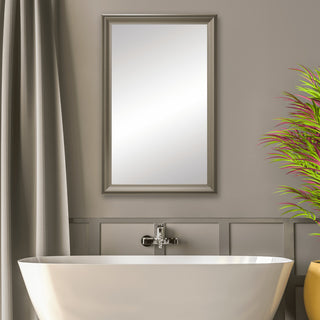 Woodford Framed Wall Mirror, Nickel, 28" X 54"