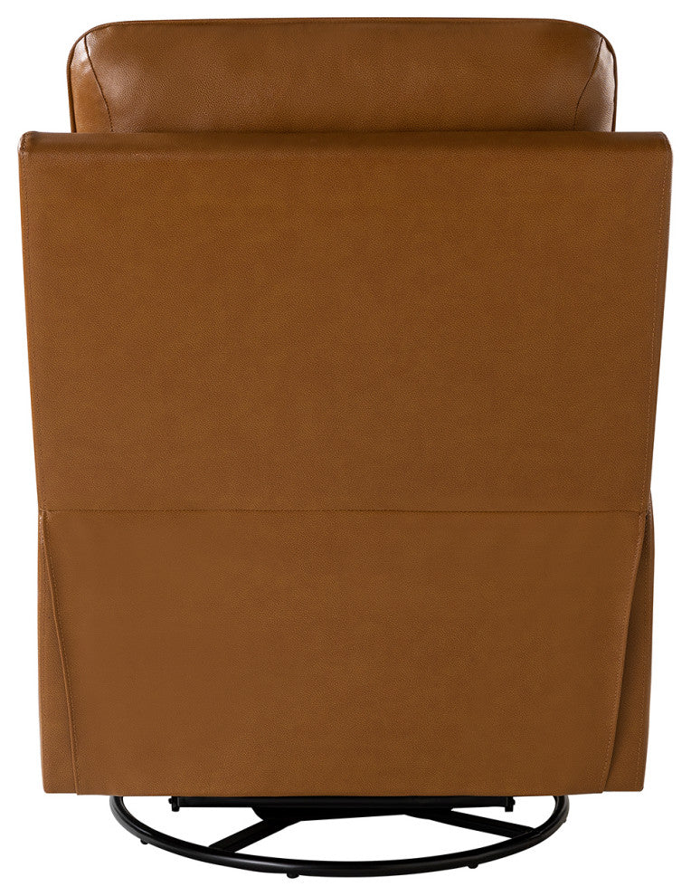Konradin Genuine Leather Swivel Rocking Manual Recliner Set of 2, Camel
