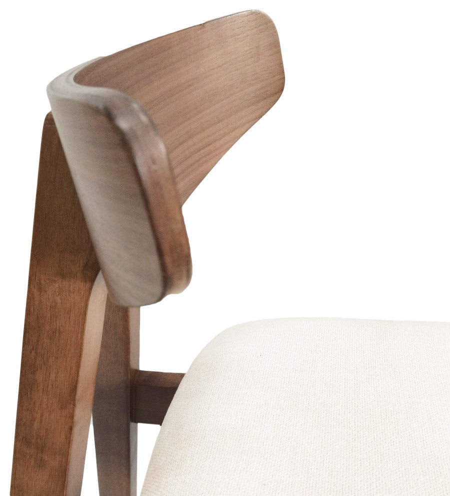 Sunapee Fabric Upholstered Wood Counter Stools, Set of 2, Light Beige + Natural Walnut
