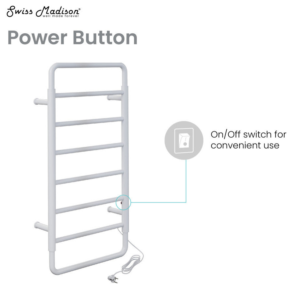 Ivy 8-Bar Electric Towel Warmer, Matte White