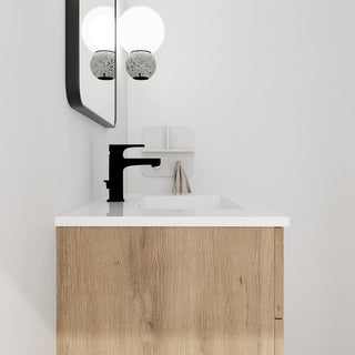 30 Inch Wall Mounted Plywood Bathroom Vanity with Resin Basin and Drawers