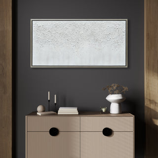 White Snow B Textured Metallic Hand Painted Wall Art Framed Canvas