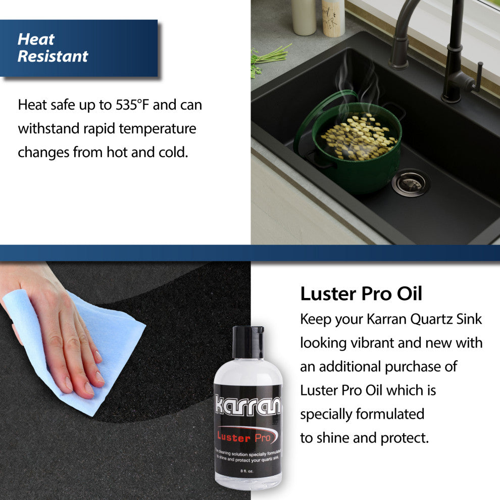 Karran Undermount Quartz Composite 17" Bar Single Bowl Sink, White