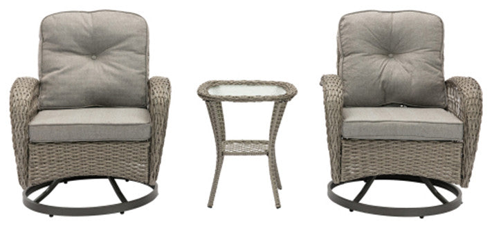 3 Piece Modern Wicker Set Outdoor Chair Set