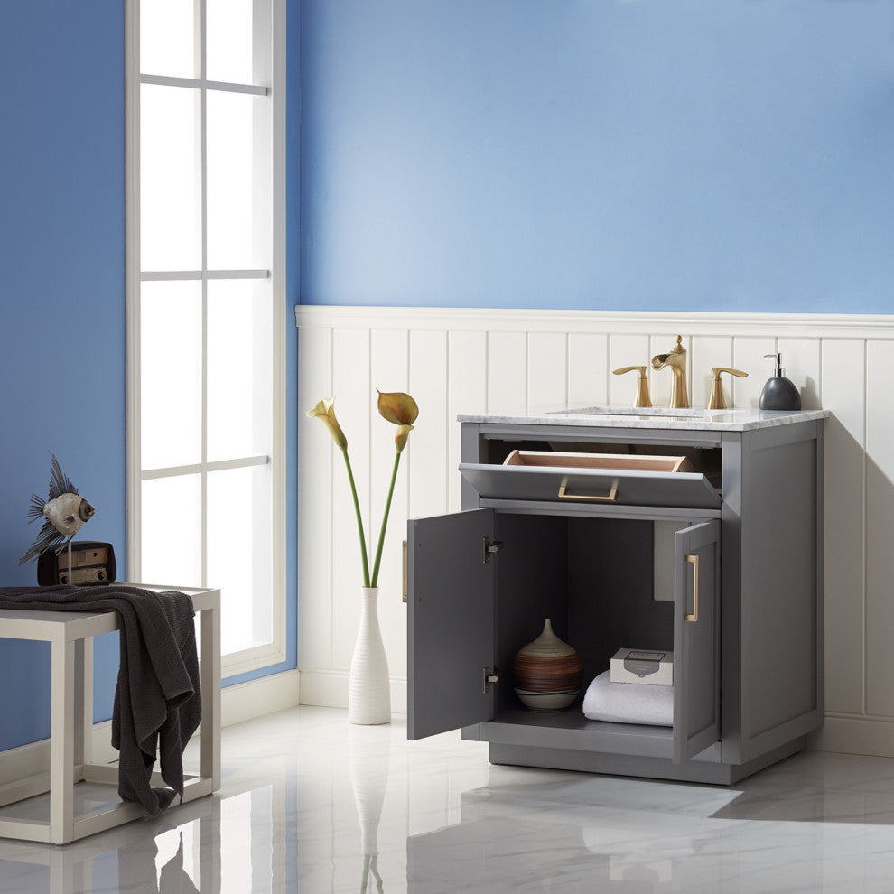 Ivy Gray Bathroom Vanity Set, 30", Without Mirror