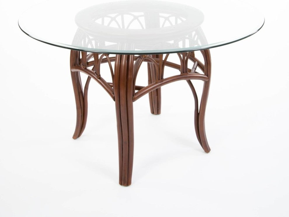 Cuba Table Base In Sienna With 48" Round Tempered Bevel Edge Glass