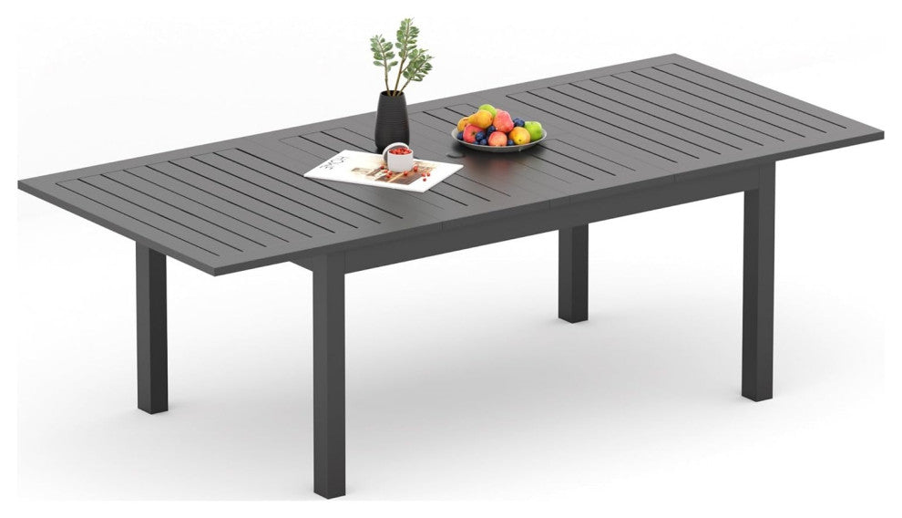 Modern Expandable Patio Dining Table with Weather-Resistant Top, Dark Gray/63"-92"