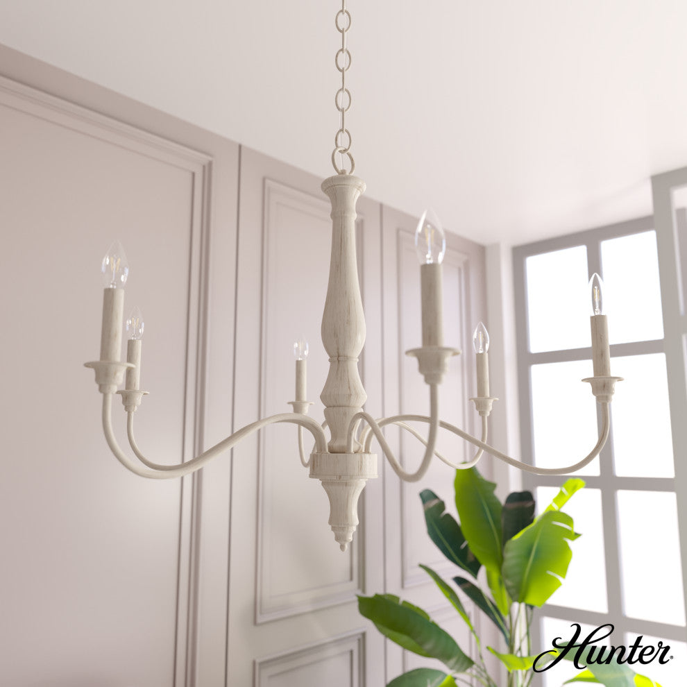 Teren Distressed White 6 Light Chandelier Ceiling Light Fixture
