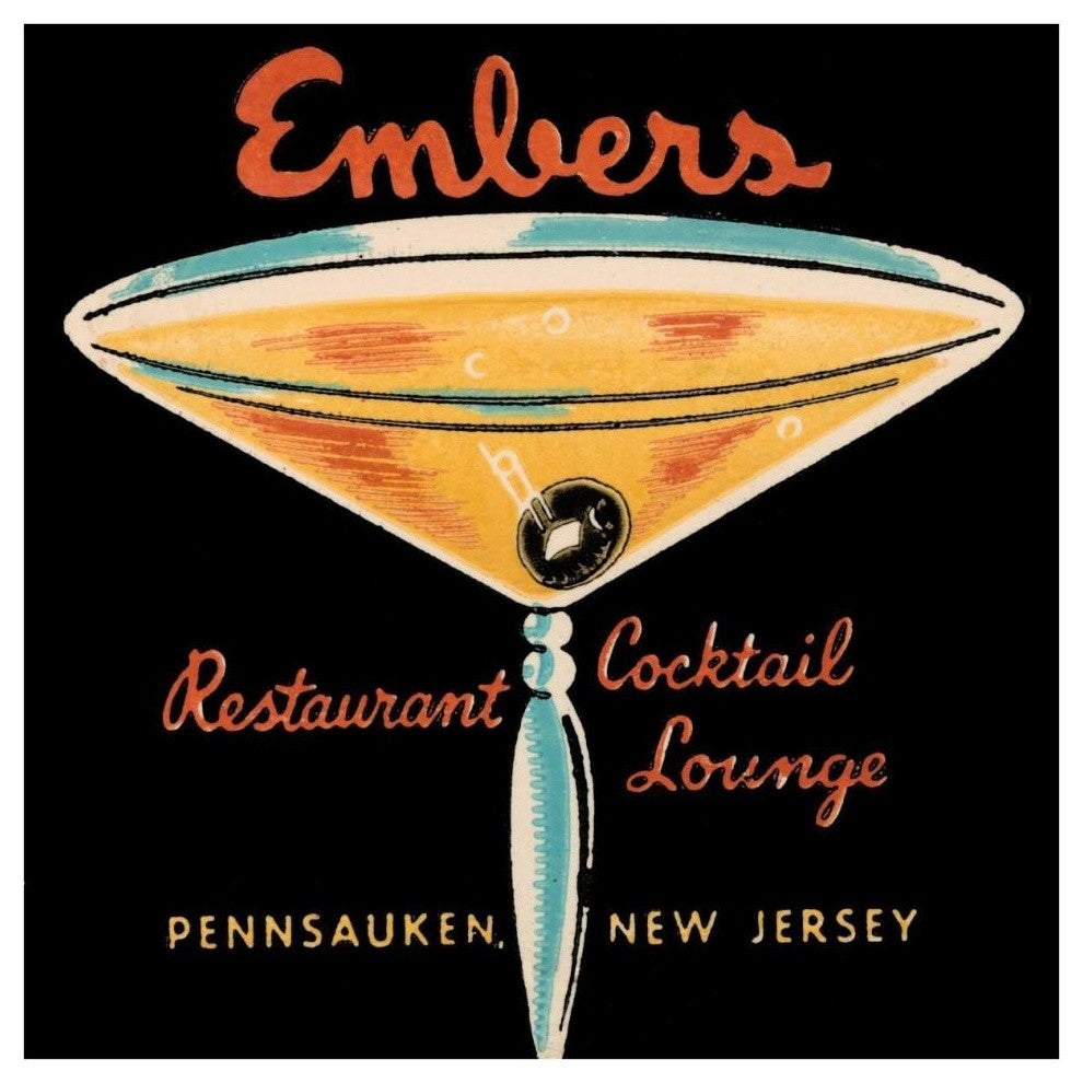 "Embers Restaurant Cocktail Lounge" Paper Print by Vintage Booze Labels, 38"x38"