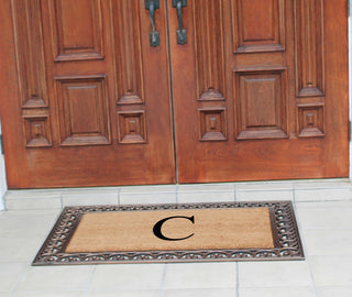 A1HC Rubber & Coir Classic Paisley Border Large Double Monogram Doormat 30X48, C