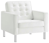Loft Tufted Vegan Leather Armchair and Ottoman Set