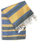 Denim and Yellow Striped Design Turkish Beach Blanket