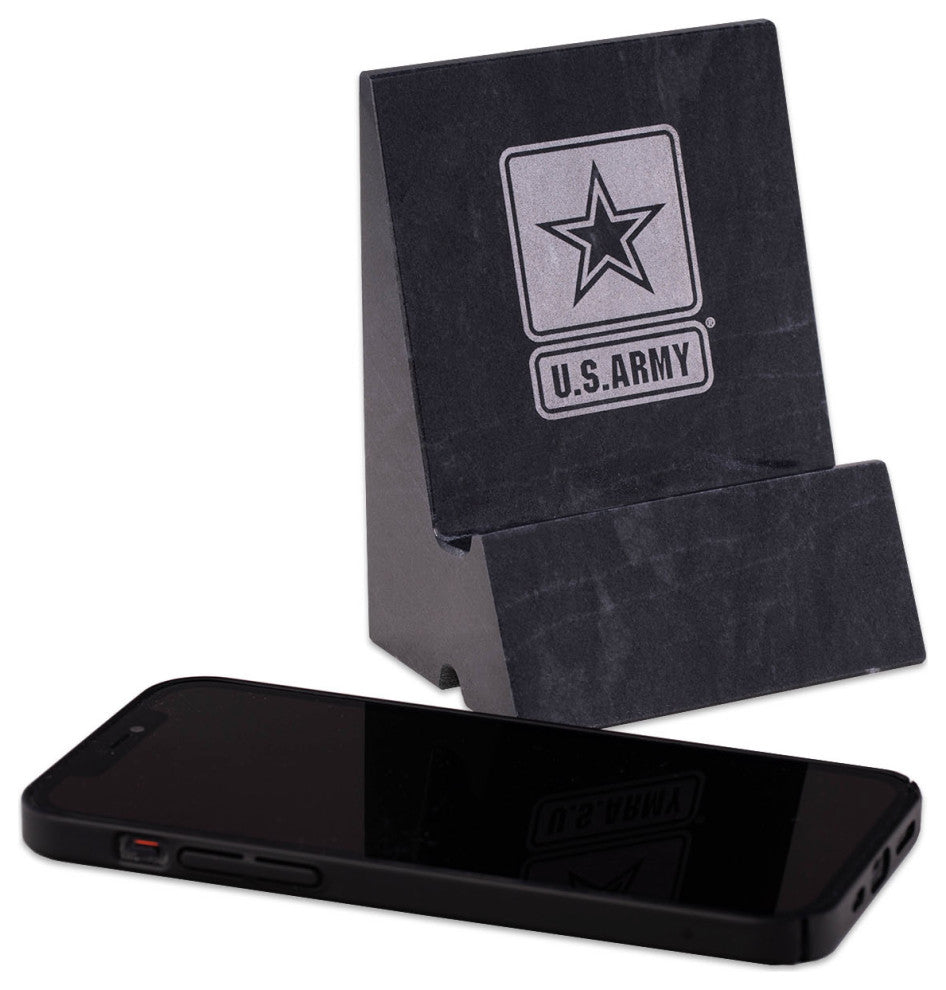 US Army Logo Genuine Marble Jet Black Cell Phone and Tablet Holder