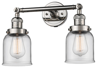 Small Bell 2-Light Bath Fixture, Polished Nickel, Glass: Clear