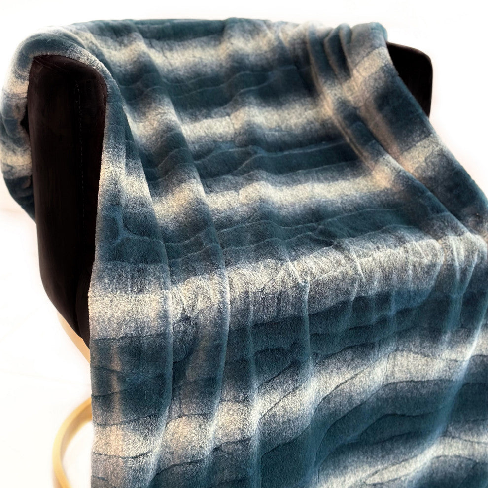 Plutus Green Furever Faux Fur Throw Blanket, 102"L x 116"W Cal King