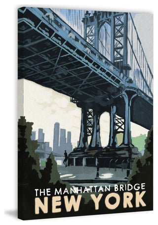 "Manhattan Bridge" Painting Print on Wrapped Canvas, 40x60