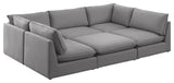 Mackenzie Linen Textured Fabric 6-Piece Modular U-Shaped Sectional, Grey