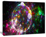 Multi Color Fractal Spherical Bubbles, Oversized Abstract Canvas Print, 60x40