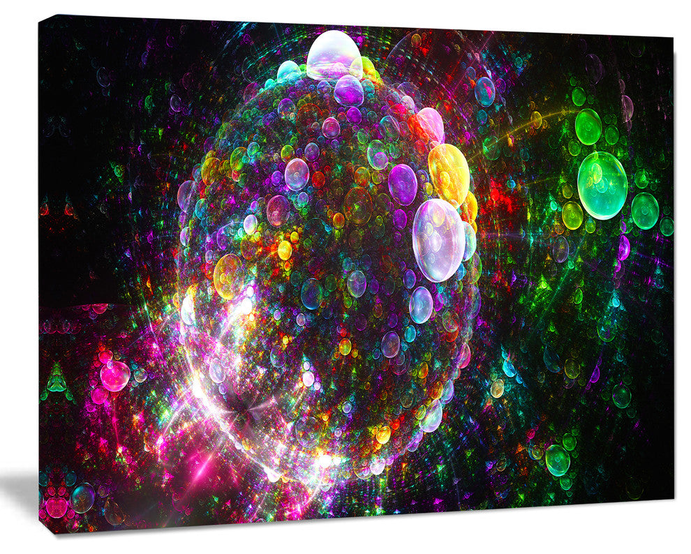 Multi Color Fractal Spherical Bubbles, Oversized Abstract Canvas Print, 60x40