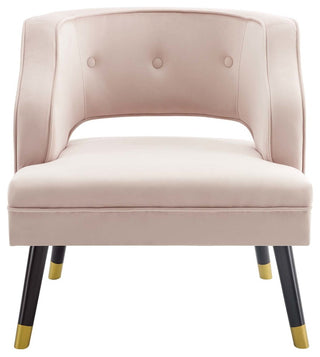 Traipse Button Tufted Open Back Performance Velvet Armchair Pink