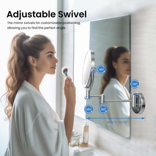 Circular LED Wall Mount Magnifying Make Up Mirror, Chrome