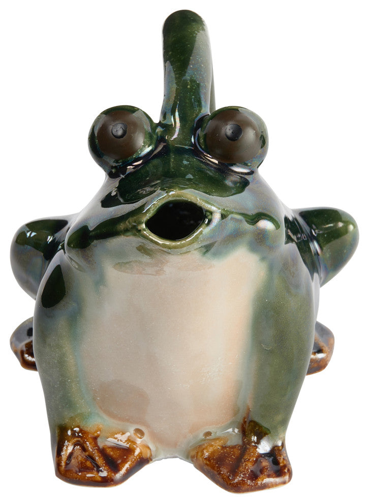 Stoneware Frog Watering Pitcher, Green