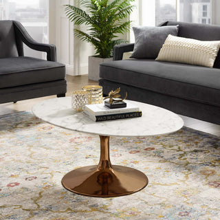 Lippa 42" Oval-Shaped Artificial Marble Coffee Table by Modway