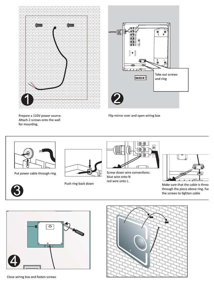 Vanity Art LED Lighted Vanity Square Bathroom Mirror With Touch Sensor