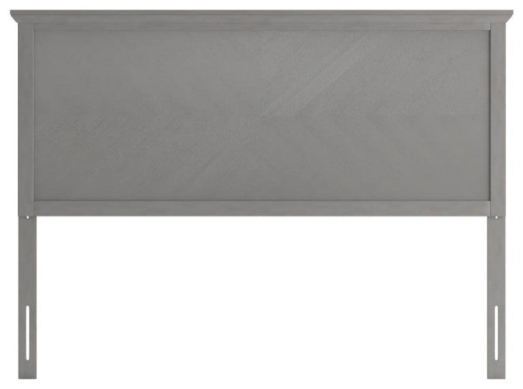 Fiona Herring Bone Wooden Adj. Headboard for Metal Bed Frames,Gray Wash-Queen