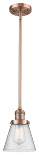 1-Light Small Cone 6" Pendant, Antique Copper, Glass: Seedy