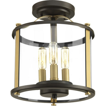 Progress Lighting Squire 3-Light Semi-Flush Convertible, Antique Bronze