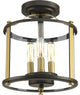 Progress Lighting Squire 3-Light Semi-Flush Convertible, Antique Bronze