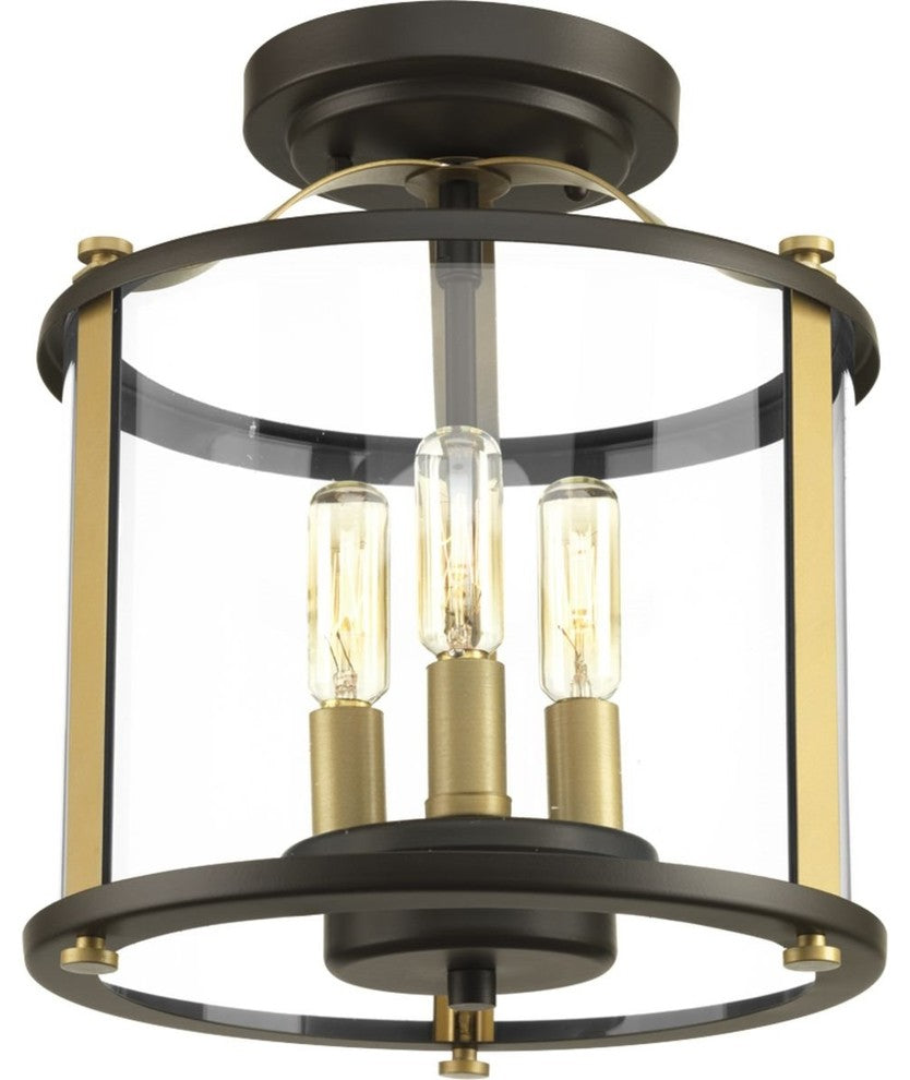 Progress Lighting Squire 3-Light Semi-Flush Convertible, Antique Bronze