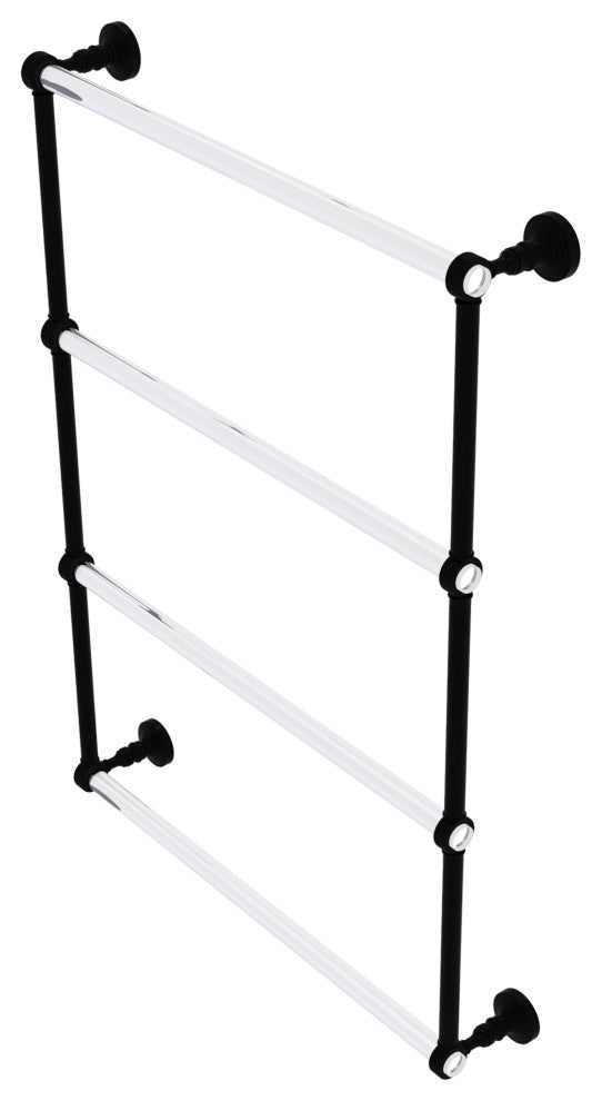 Pacific Grove 4 Tier 24" Ladder Towel Bar with Groovy Accents, Matte Black