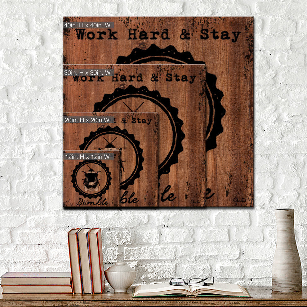 Ready2HangArt Farmhouse 'Bumble' Wrapped Canvas Animal Textual Wall Art, 40"x40"
