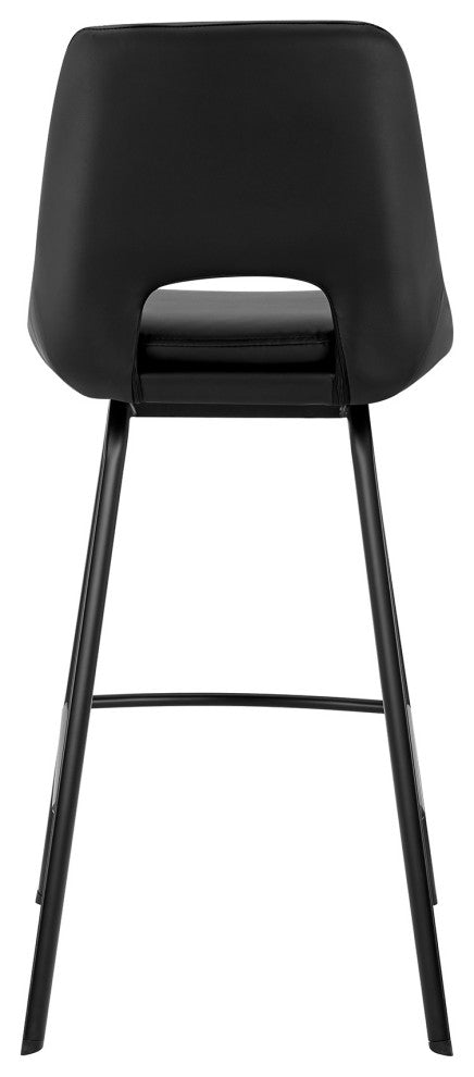 Carise Black Faux Leather and Black Metal Swivel 26" Counter Stool