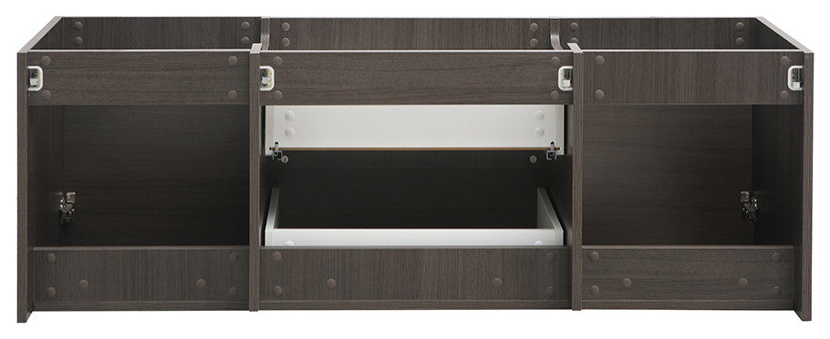 Valencia Wall Hung Double Sink Bathroom Cabinet, Gray Oak, 60"