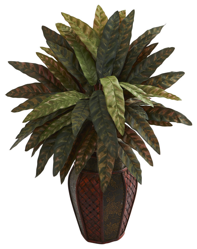 Nearly Natural 22" Peacock Artificial Plant In Decorative Planter
