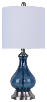 22" Sapphire Blue Seeded Glass Accent Lamp