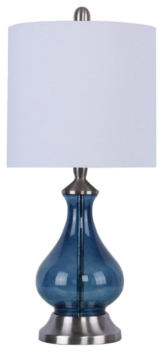 22" Sapphire Blue Seeded Glass Accent Lamp
