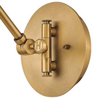 Hinkley 7" Argo Single Articulating Wall Sconce, Satin Black + Heritage Brass