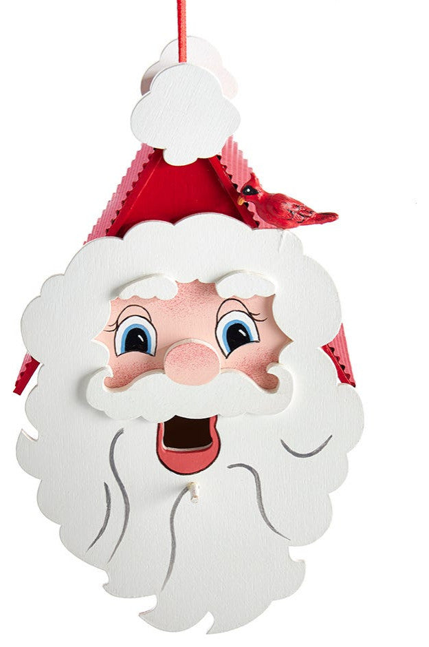 9" Wooden Santa Head Birdhouse Ornament