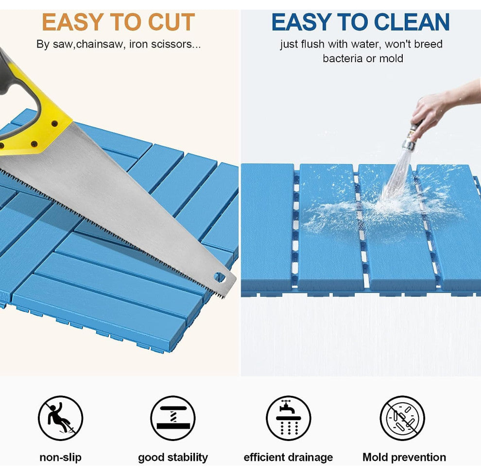 Plastic Interlocking Deck Tiles, 36 Pack