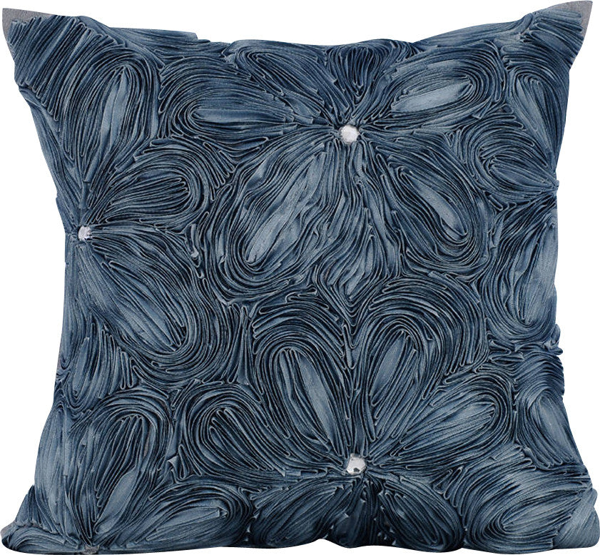 Gray Decorative Pillow Covers 22"x22" Silk, Gray Floral Robe