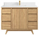 Madison Teak 48 Single Sink Bath Vanity in Light Natural 1.5" White Quartz