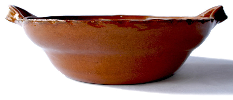 Ancient Cookware, Mexican Clay Unlidded Cazuela, Large, Terracotta, 3 Quarts, Te