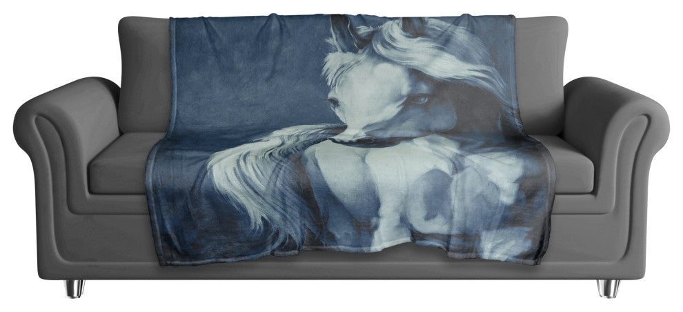Blue Horse 50x60 Coral Fleece Blanket