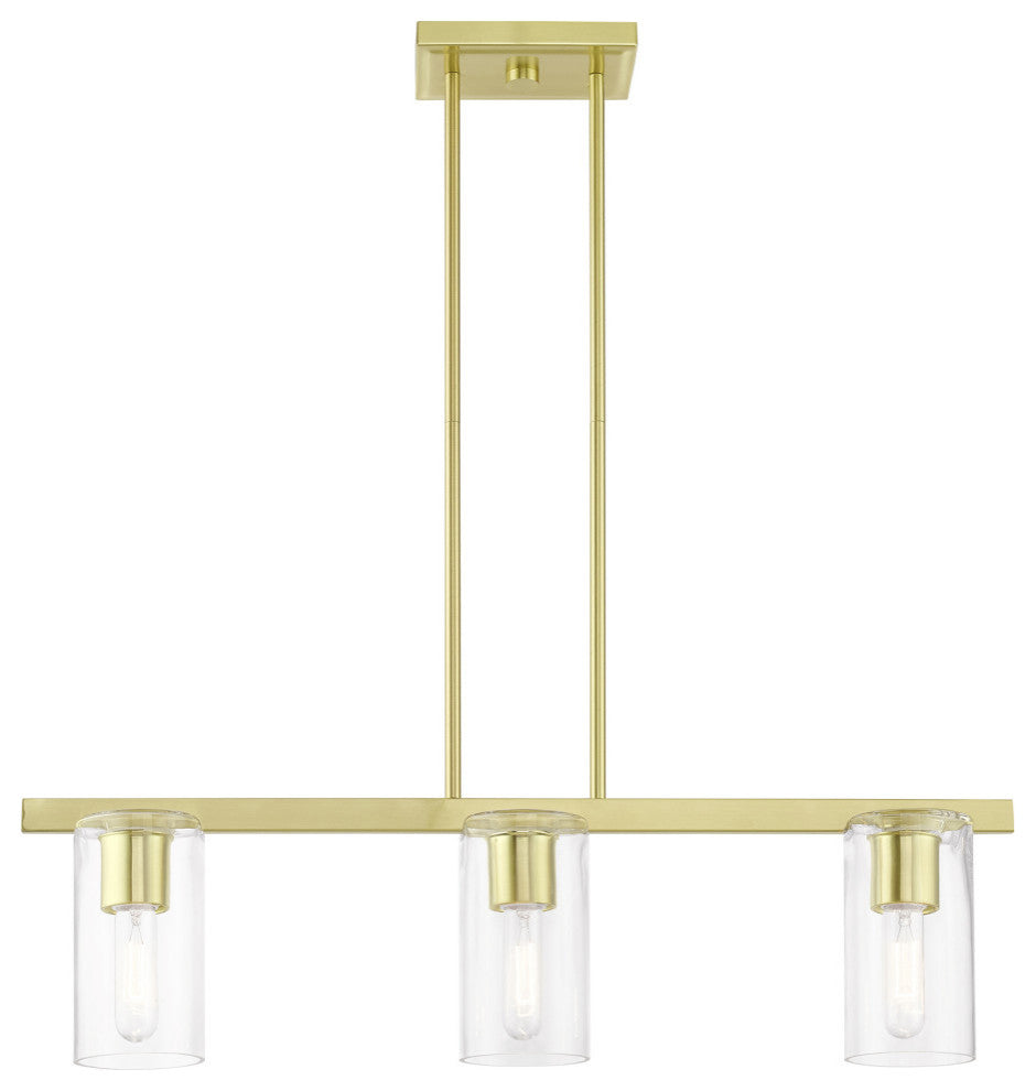 Clarion 3 Light Satin Brass Linear Chandelier